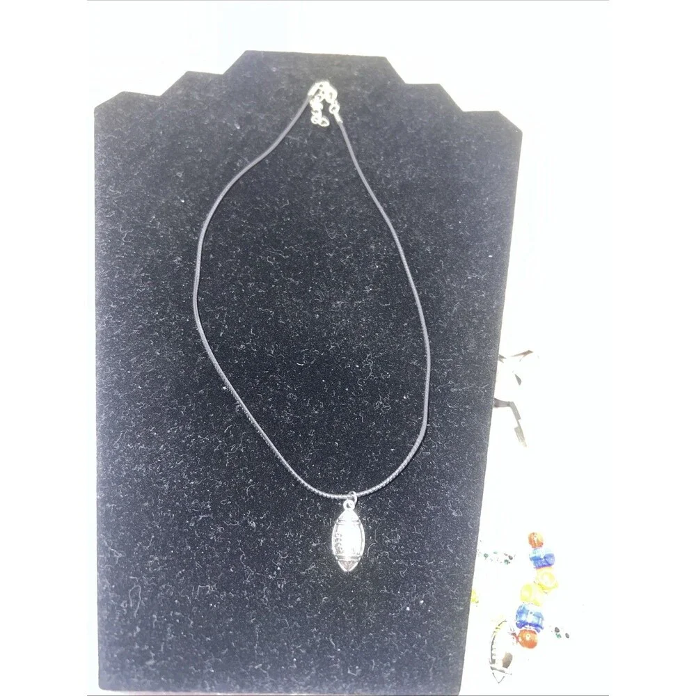 Football Necklace Rope sterling silver Charm Finish Silver Play Ball New